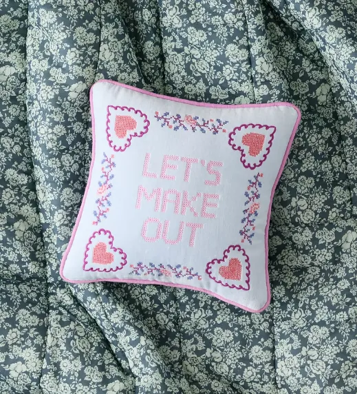 Cheeky Slogan Velvet Embroidered Throw Pillow